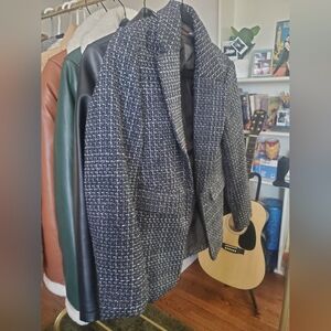Chic Black and White Tweed Blazer